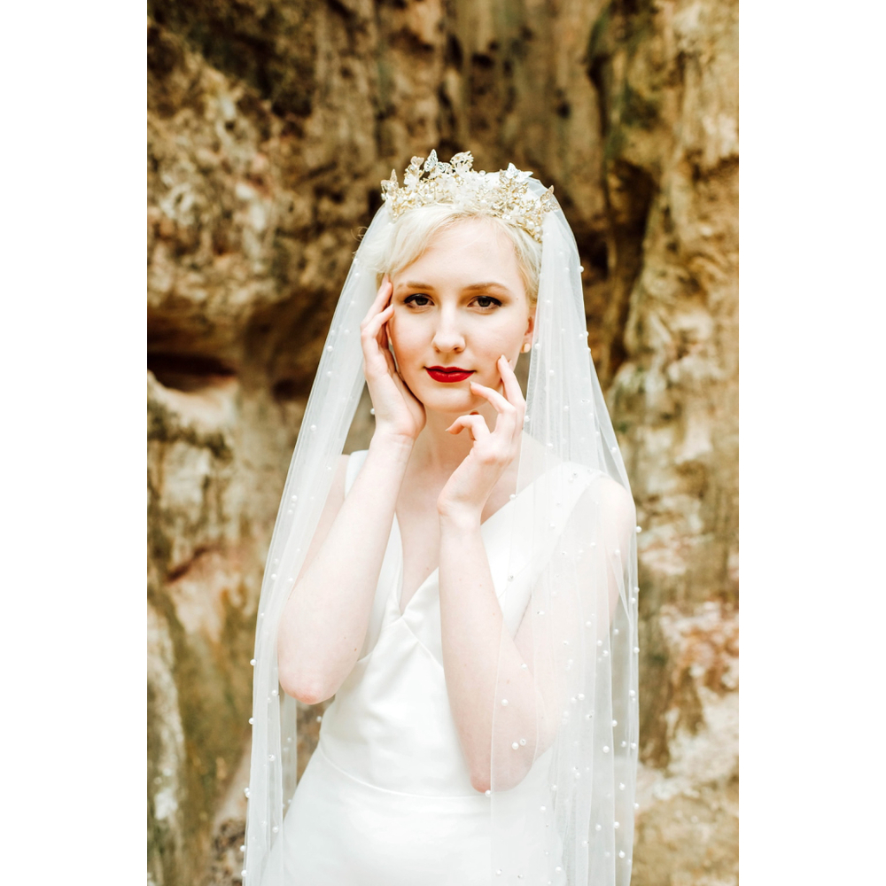 NEW Pearl Wedding Veil Bride Bridal White or Ivory Boutique